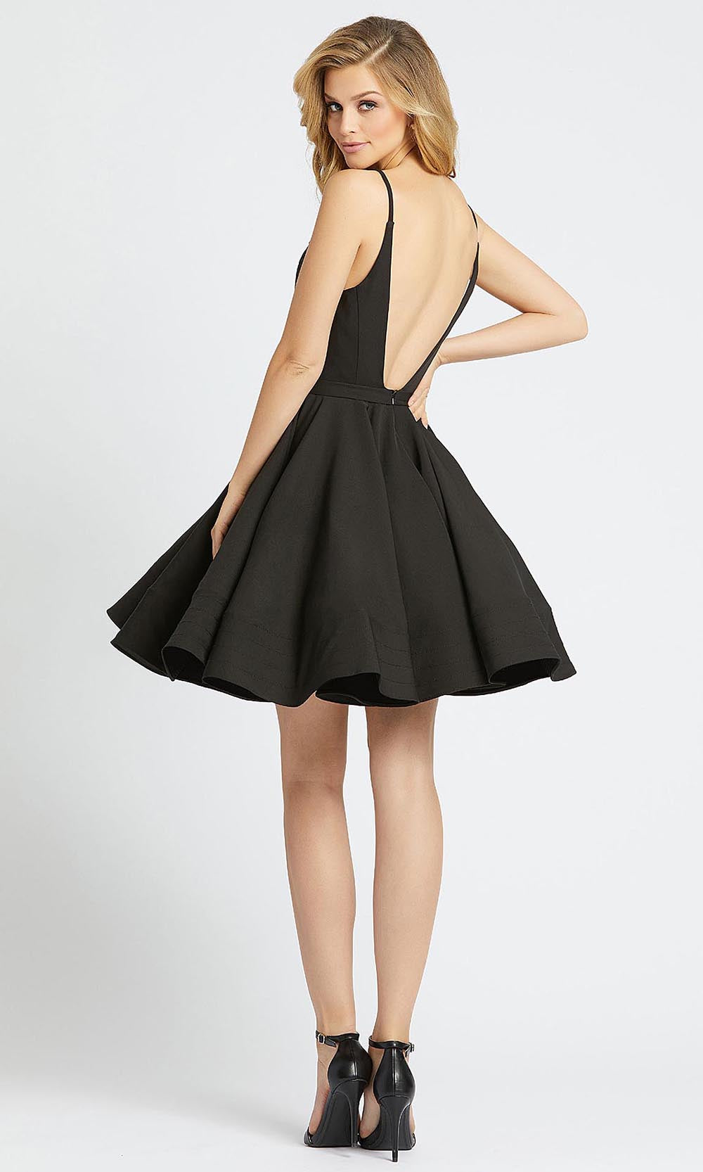 Strappy-Back Short Simple Cute Homecoming Dress Black / XSmall