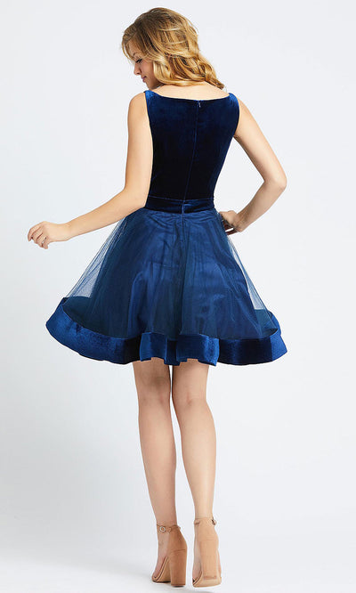 Mac Duggal - 48781L Sleeveless Velvet Bodice A-Line Dress In Blue