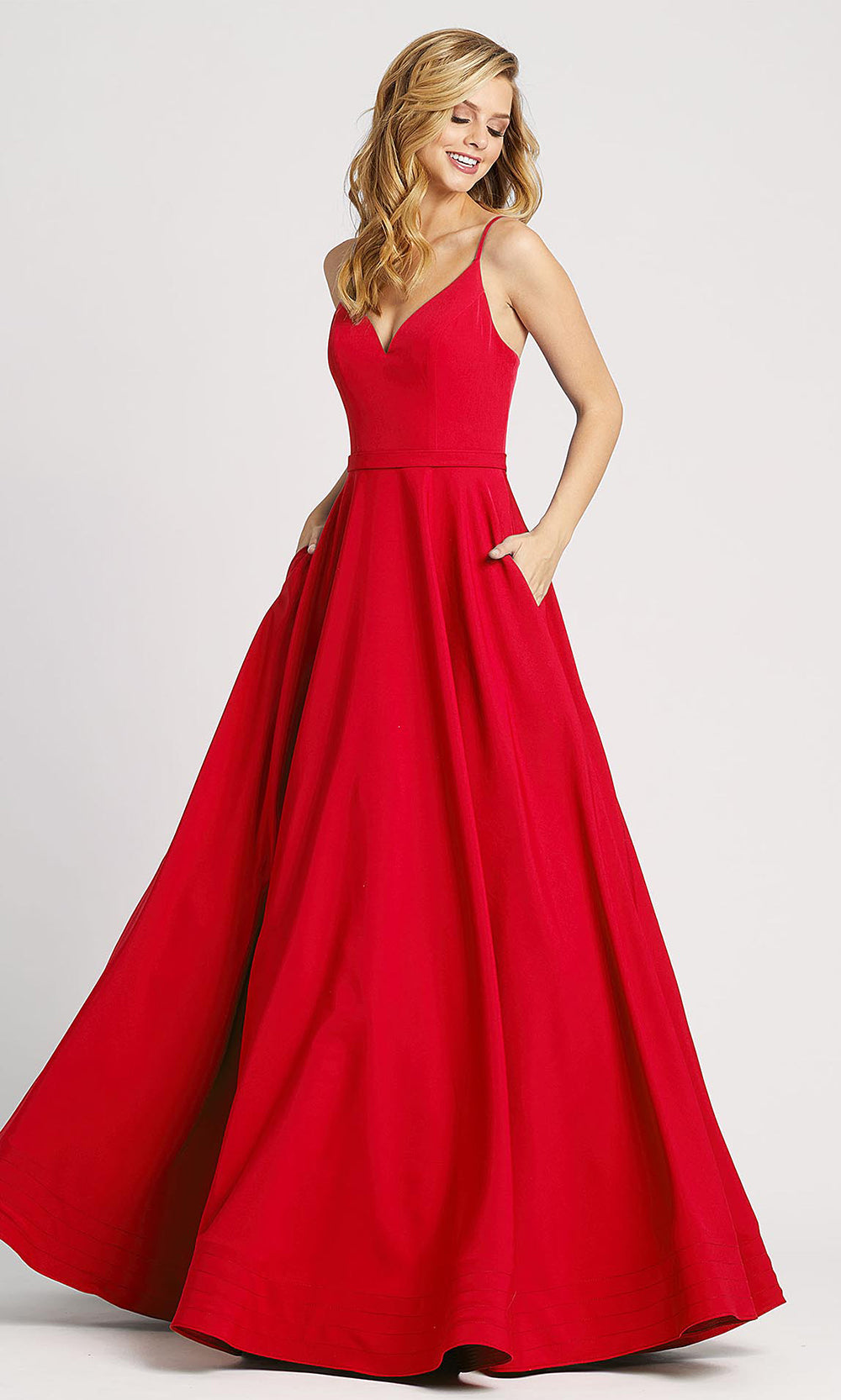 Mac Duggal - 48855I Sleeveless Fitted Bodice A-Line Dress In Red
