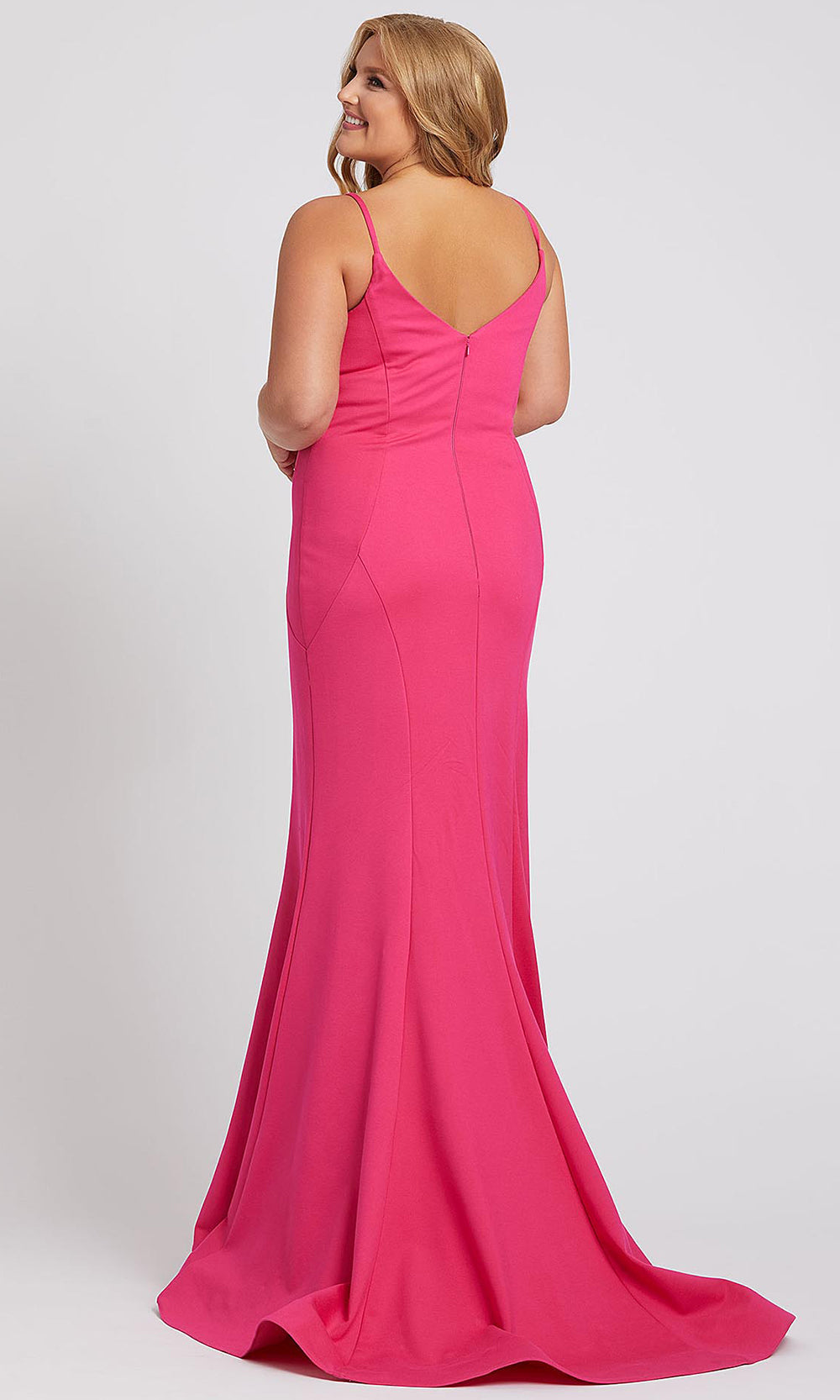 Mac Duggal - 48996F Plunging V Neck Mermaid Gown In Pink