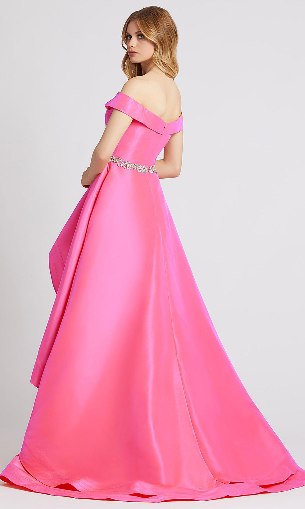 Mac Duggal - 49004A Off Shoulder High Slow Long Dress In Pink