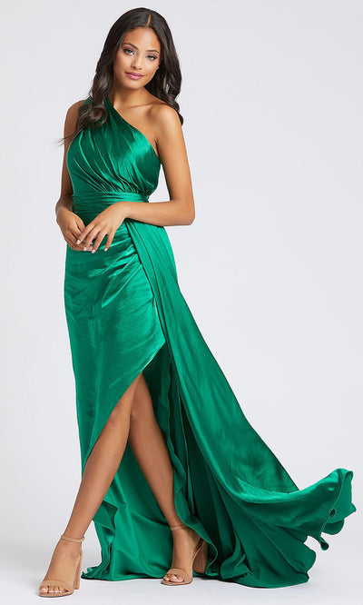 Mac Duggal - 49006A One Shoulder Flowy Satin Evening Gown In Green