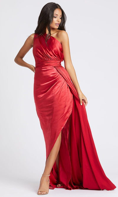 Mac Duggal - 49006A One Shoulder Flowy Satin Evening Gown In Red