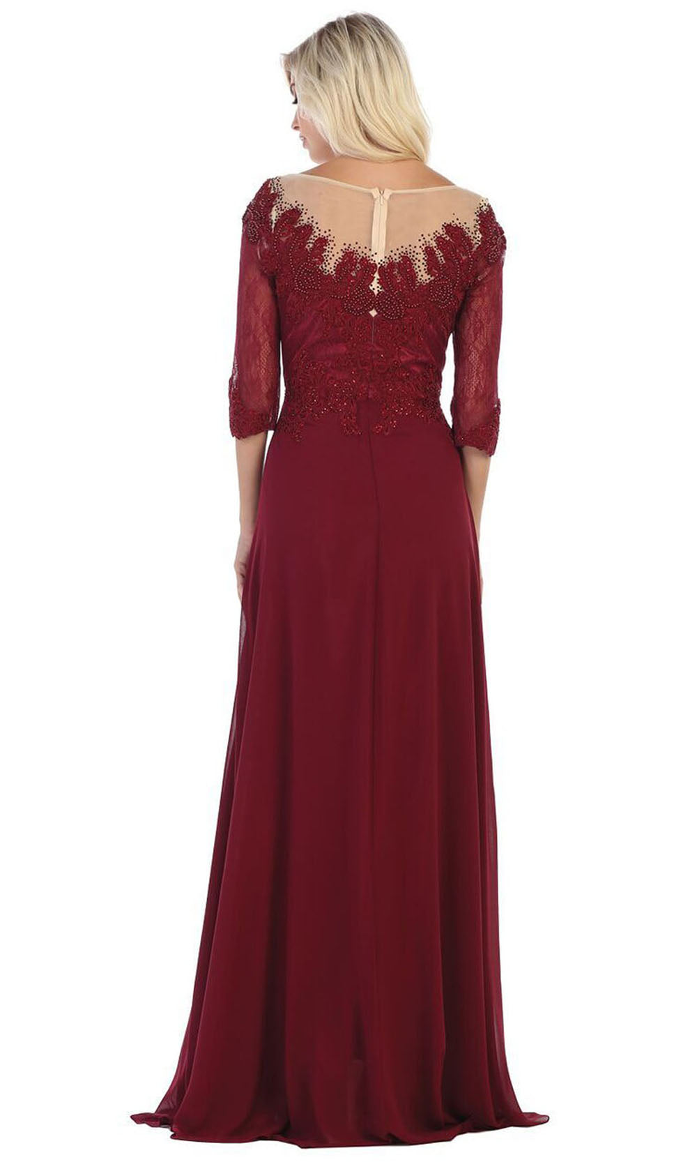 May Queen - MQ1617 Beaded Lace A-Line Gown In Red