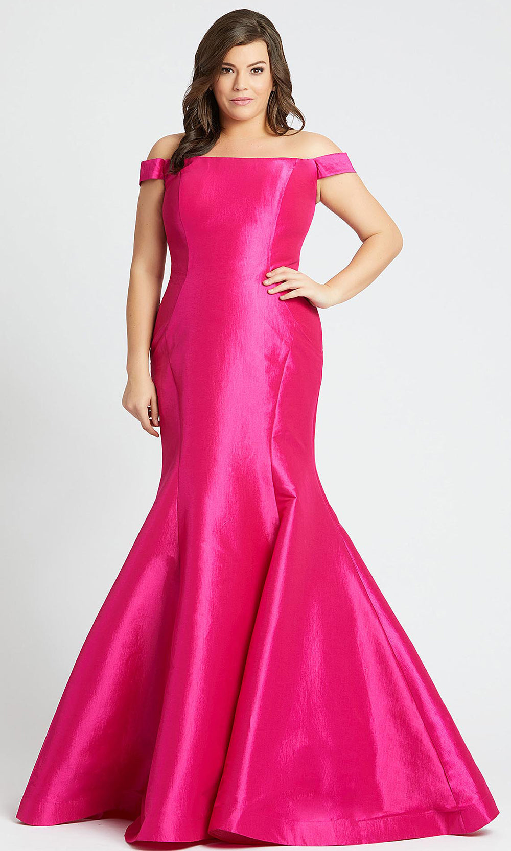 Mac Duggal - 66803F Off Shoulder Mermaid Gown With Train In Pink