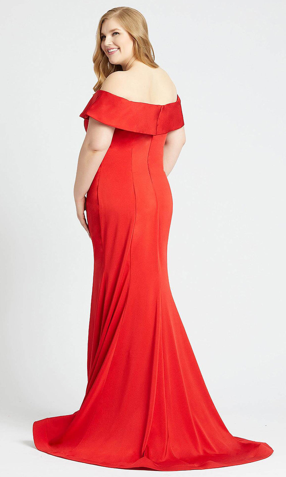 Mac Duggal - 66812F Crepe Jersey Off-Shoulder Trumpet Dress In Red
