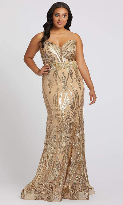 Mac Duggal - 66828F Sequin Strapless Sheath Evening Gown In Gold