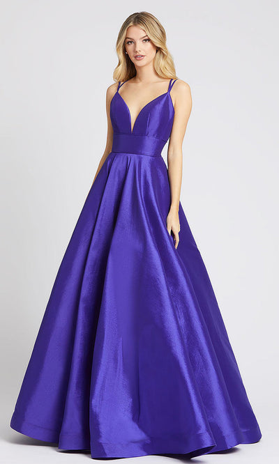 Mac Duggal - 67100L Plunging Bodice Empire A-Line Dress In Purple