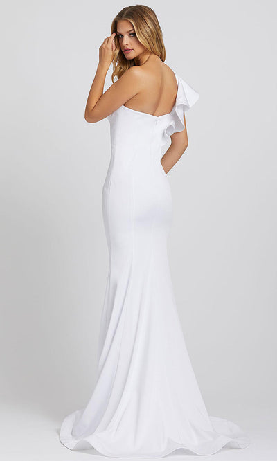 Mac Duggal - 67156I Ruffled One Shoulder Mermaid Dress In White