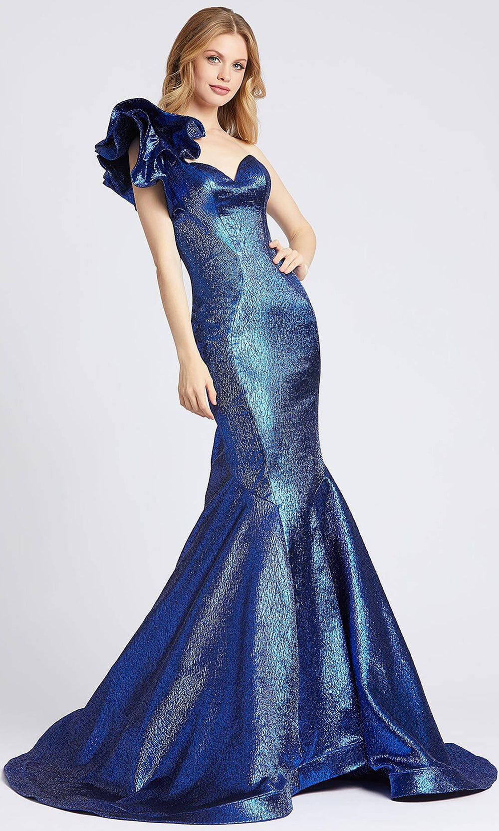 Mac Duggal - 67279A Ruffle Sweetheart Mermaid Evening Gown In Blue
