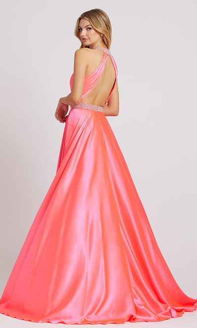 Mac Duggal - 67339L Beaded Neck And Waist Satin Gown In Pink