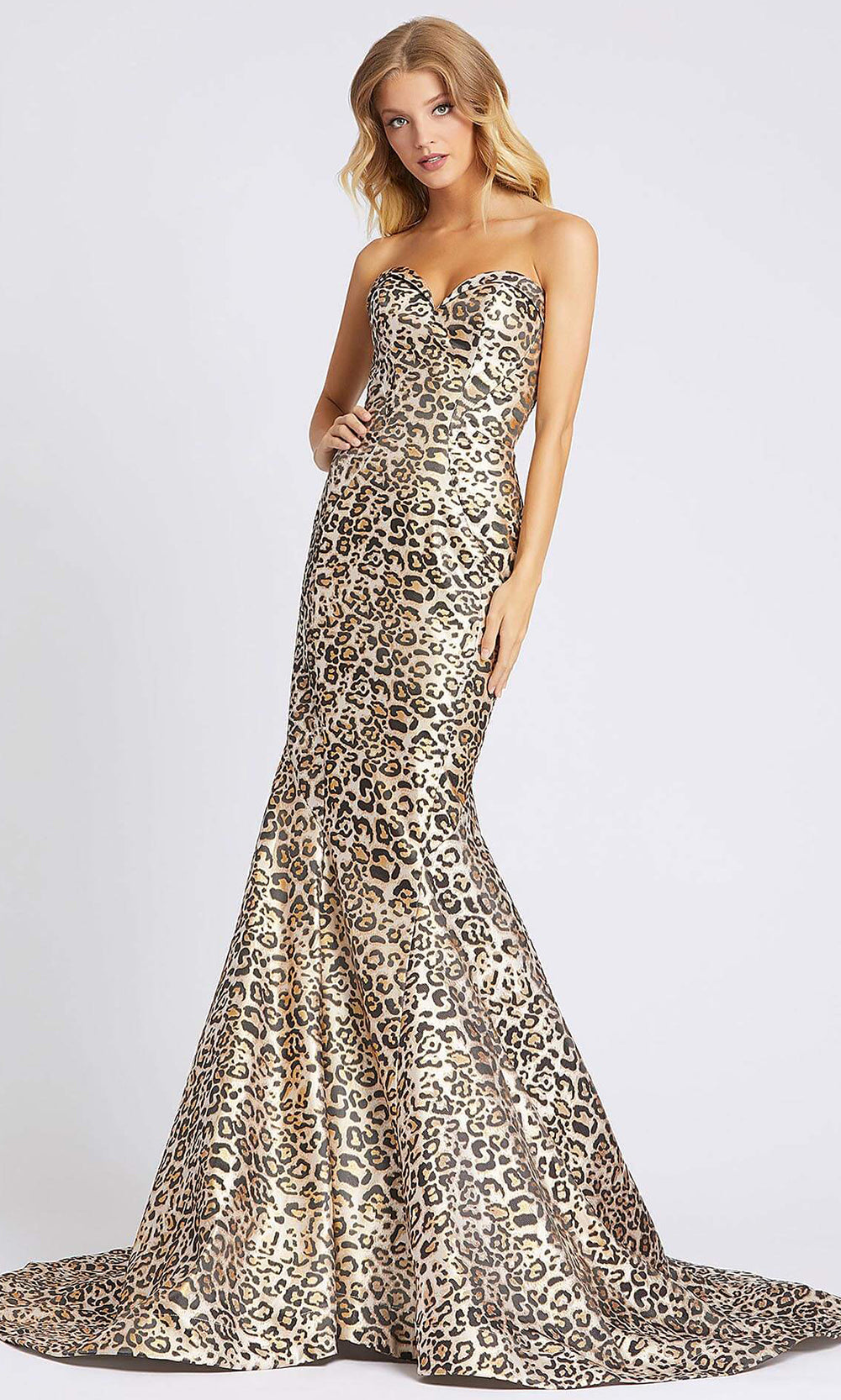 Mac Duggal - 67366A Strapless Cheetah Print Mermaid Dress In Print