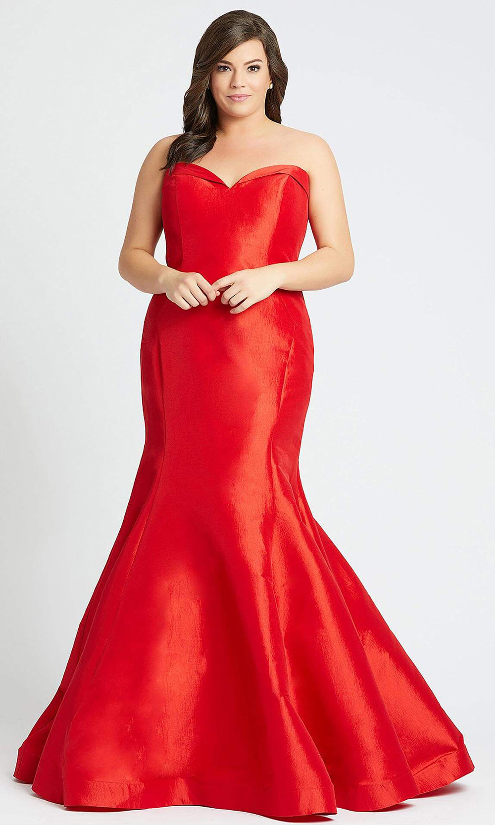 Mac Duggal - 67606F Strapless Stretch Taffeta Mermaid Dress In Red