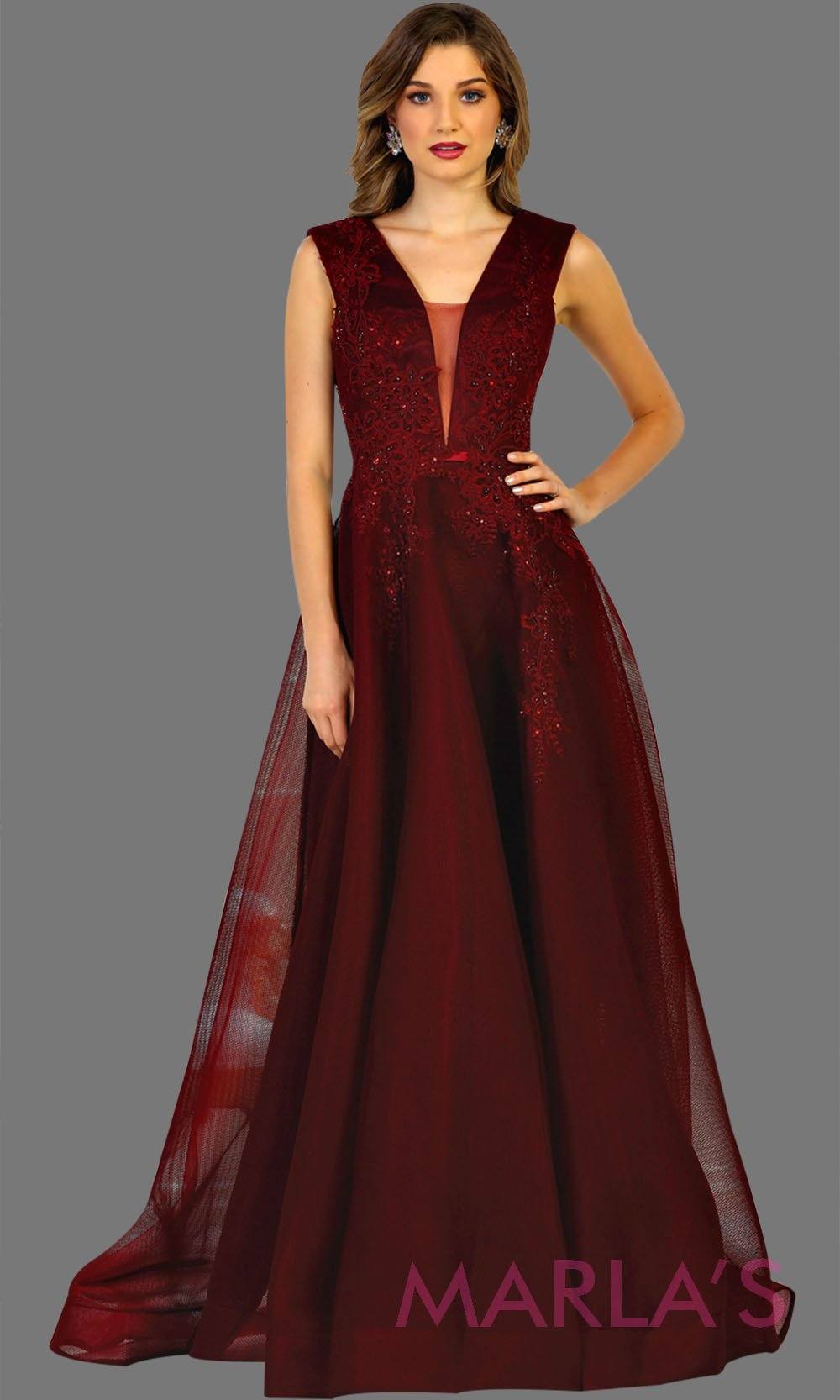 Long burgundy v neck ball gown dress with plunging neckline. Dark red dress is perfect for formal wedding, gala, wedding guest dress, quinceanera, sweet 16, wedding reception dress, engagement dress.Plus size avail