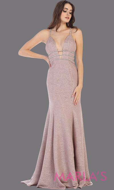 Long sleek and sexy mauve pink open back mermaid dress from mayqueen. This dusty rose fitted evening dress is perfect for sexy prom dress, formal wedding guest dress, gala dress, sexy evening gown, low back dress