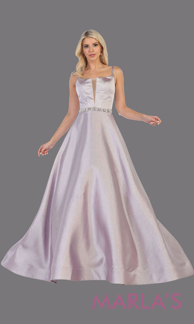 Long mauve satin taffeta gown with corset back from MayQueen RQ7734. This stunning full length gown is perfect for wedding engagement dress, wedding reception dress, engagement shoot, indowestern gown, plus size formal evening dress