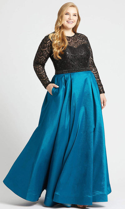 Mac Duggal - 77473F Sequined Lace Long Sleeve Gown In Green