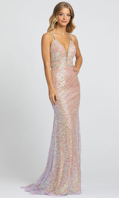 Mac Duggal - 77754A Long Sequined Plunging Mermaid Dress In Pink