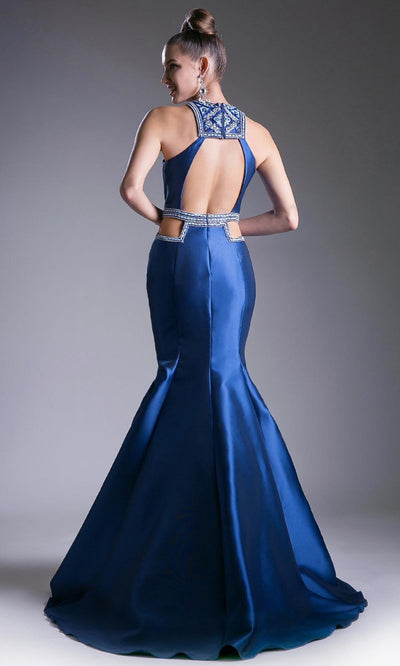 Cinderella Divine - 83789 Beaded Mikado Mermaid Gown In Blue