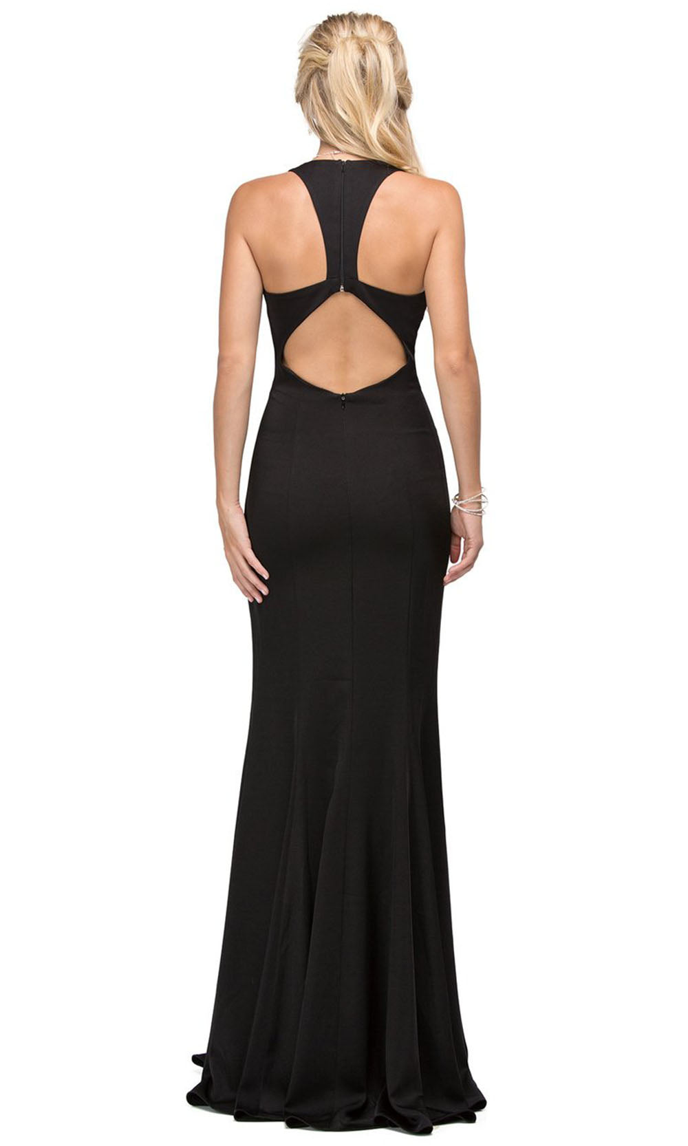 Dancing Queen - 9637 V Neck Fitted Crepe Evening Gown In Black
