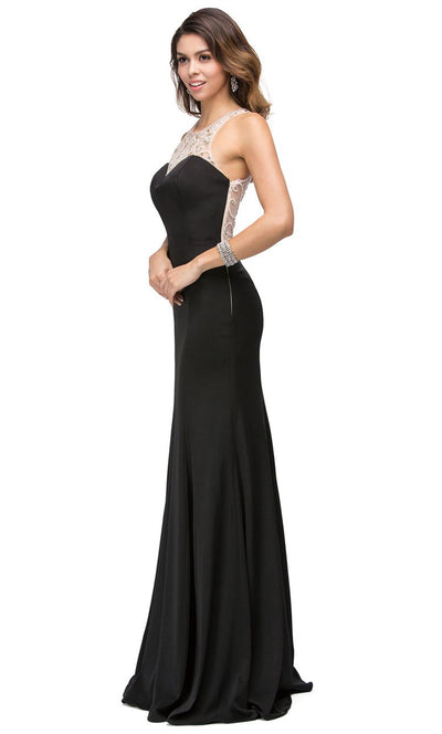 Dancing Queen - 9715 Embellished Halter Trumpet Dress In Black