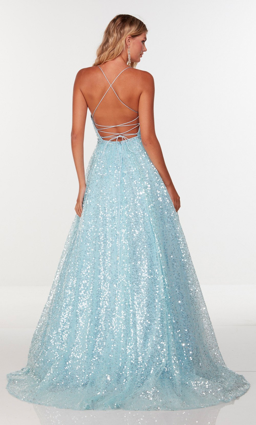 Alyce Paris - 61068 Sleeveless Sequin Ballgown In Blue