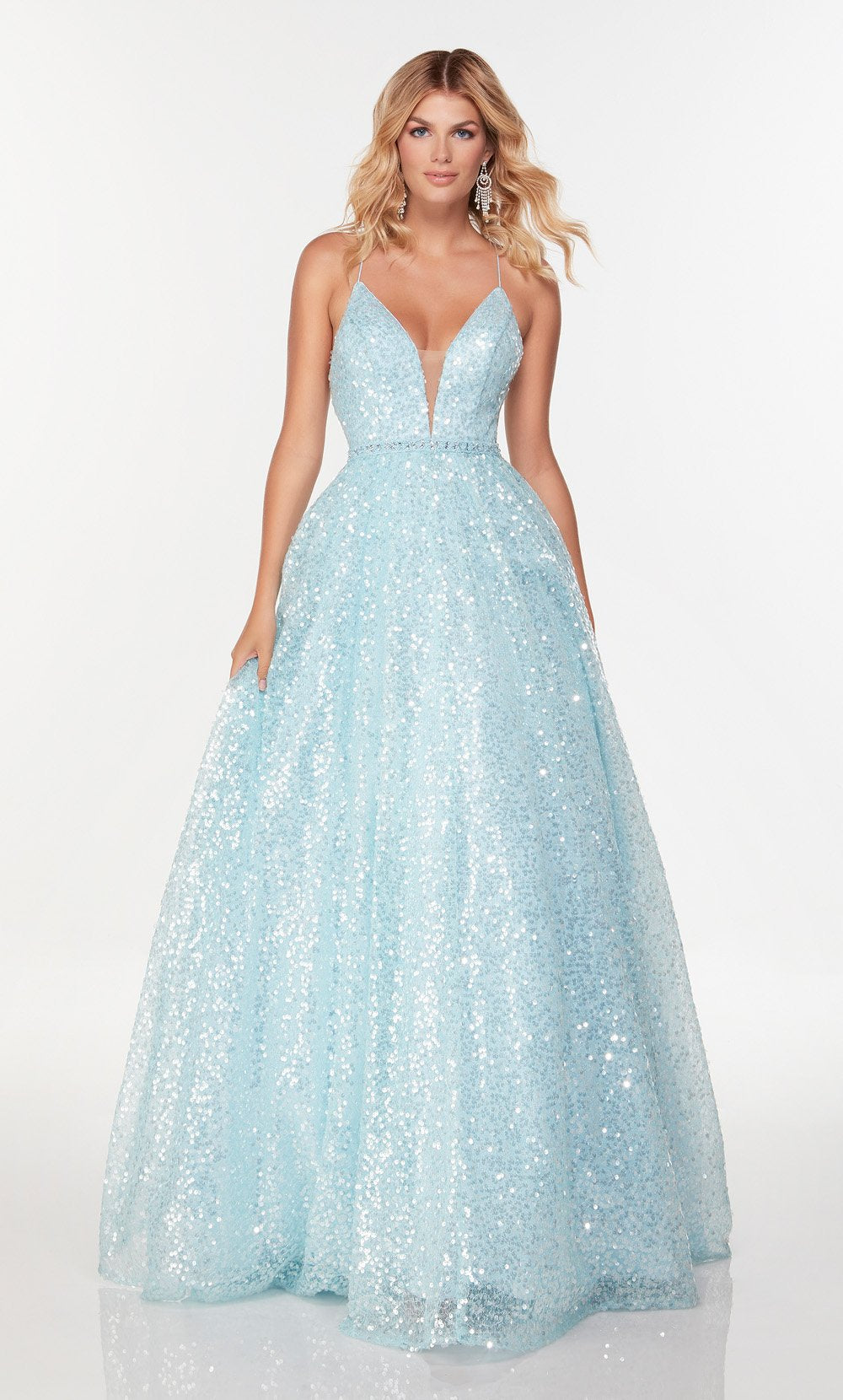 Alyce Paris - 61068 Sleeveless Sequin Ballgown In Blue