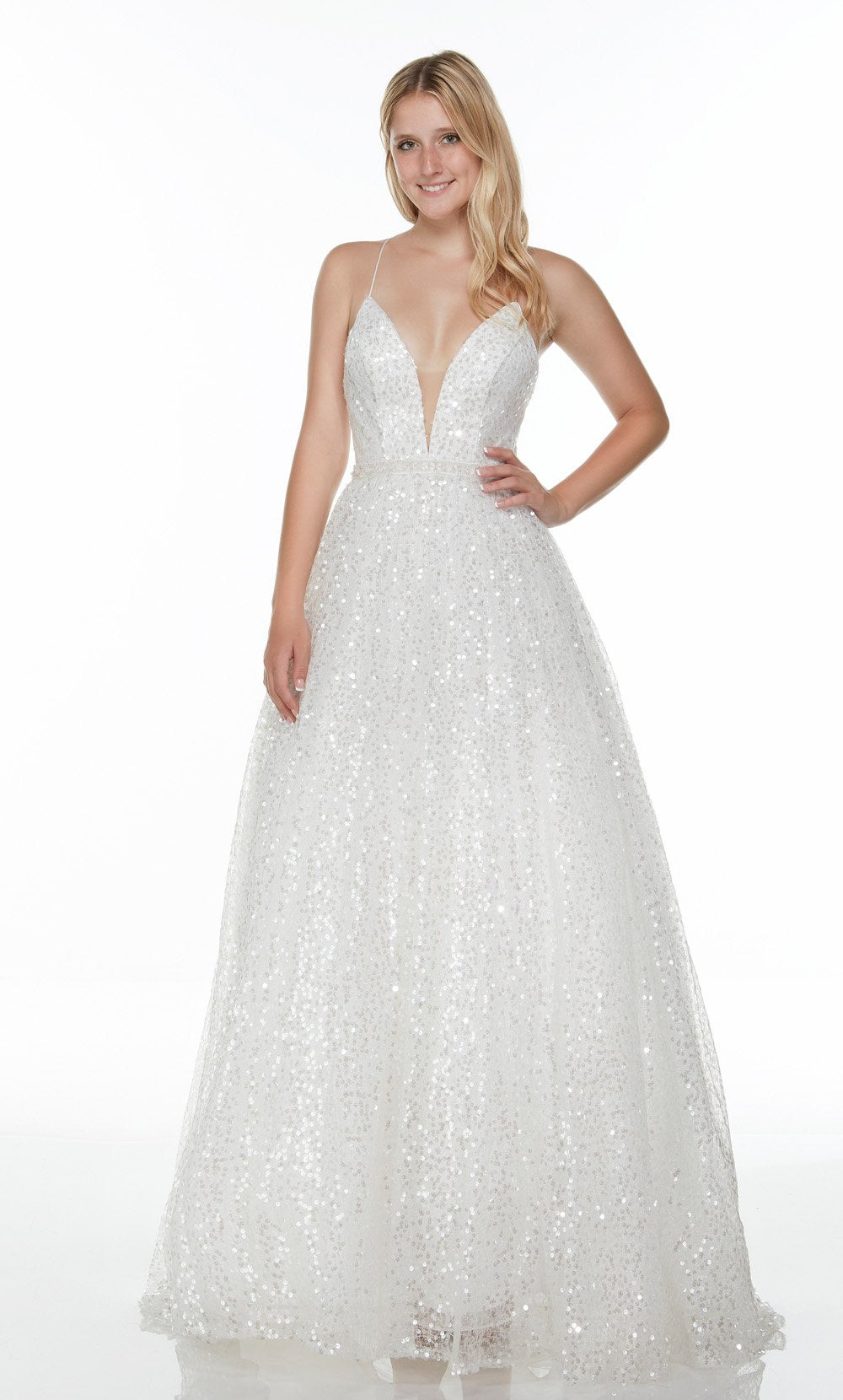 Alyce Paris - 61068 Sleeveless Sequin Ballgown In Silver