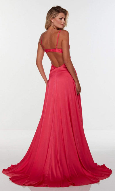 Alyce Paris - 61140 Cutout Ornate High Slit Gown In Pink