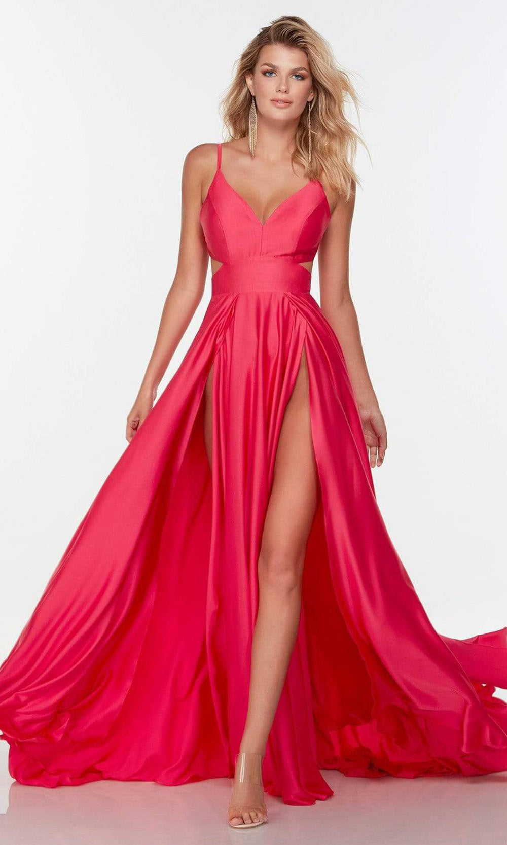 Alyce Paris - 61140 Cutout Ornate High Slit Gown In Pink