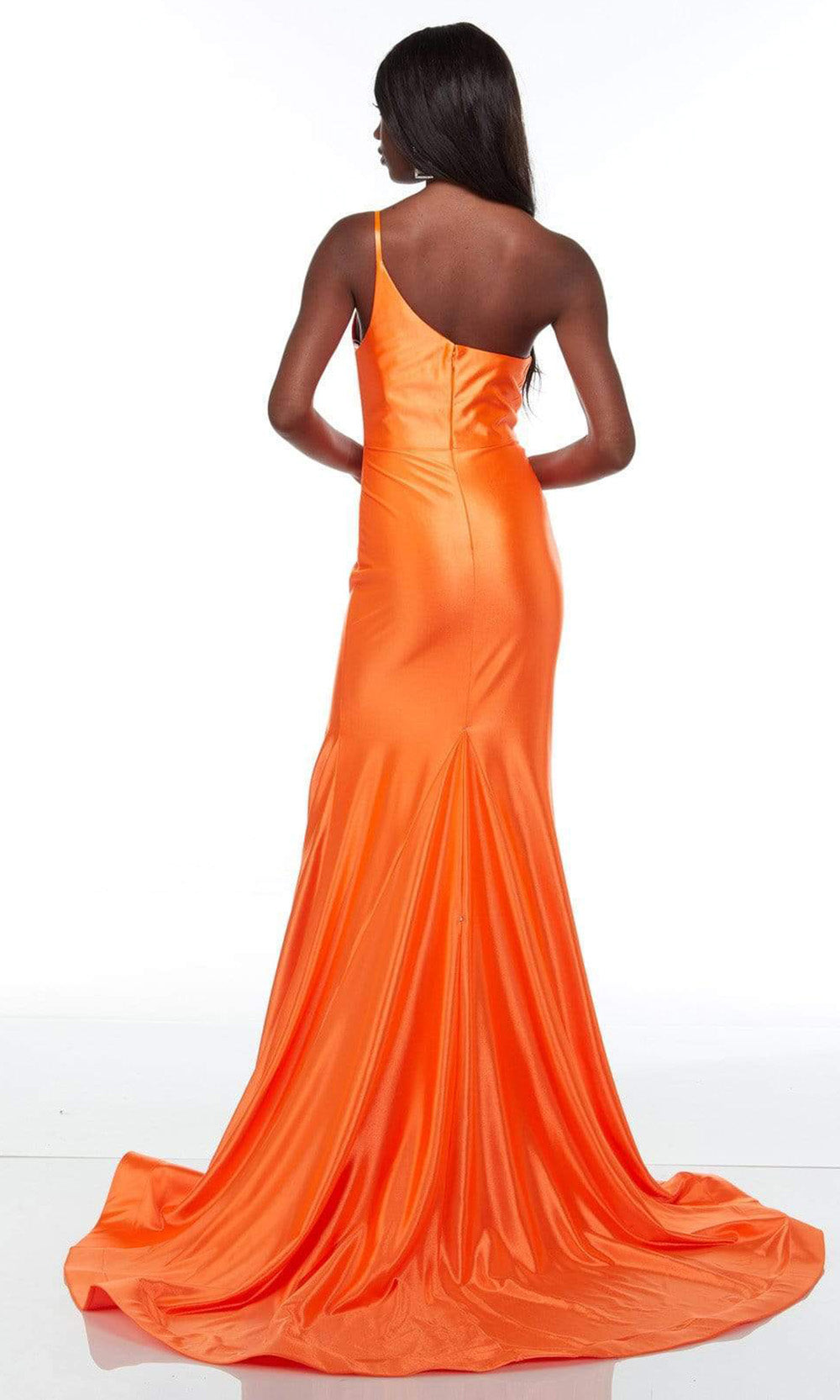 Alyce Paris - 61159 One Shoulder High Slit Gown In Orange