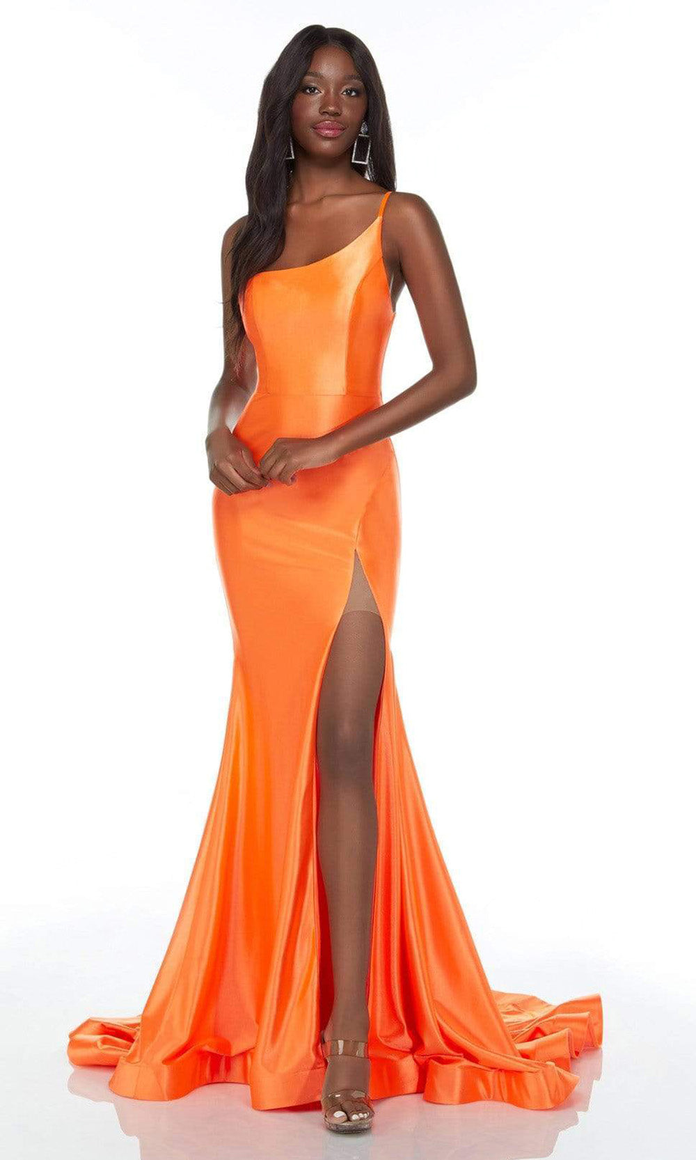 Alyce Paris - 61159 One Shoulder High Slit Gown In Orange