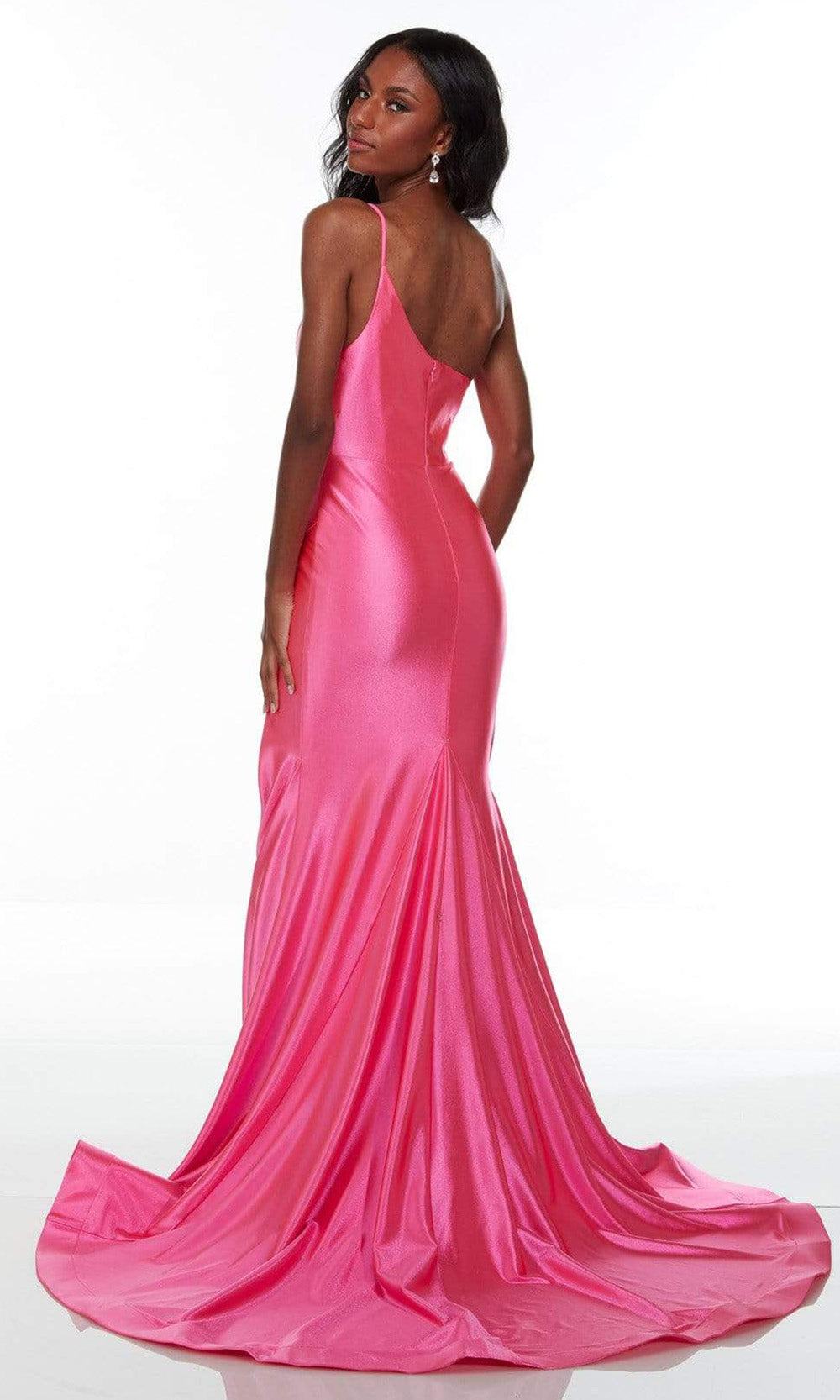 Alyce Paris - 61159 One Shoulder High Slit Gown In Pink