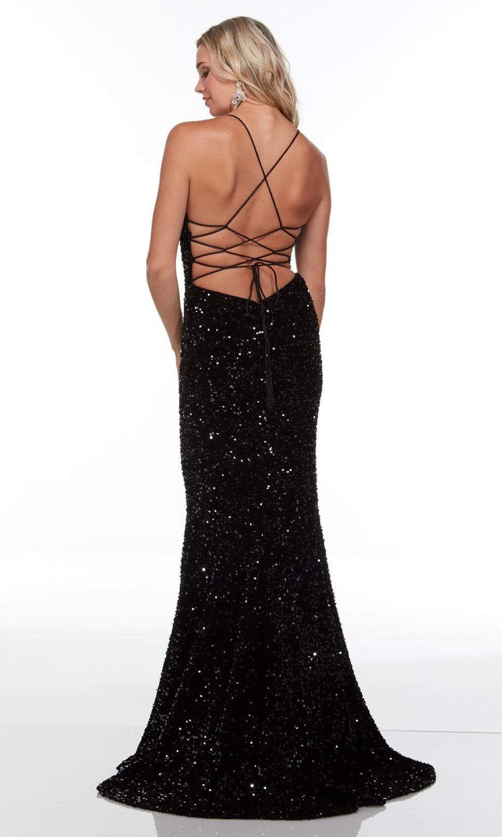 Alyce Paris - 61181 Lace Up Back Sequin Gown In Black