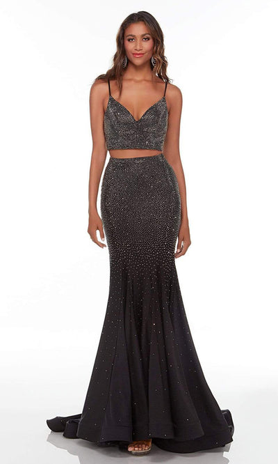 Alyce Paris - 61188 Two Piece Sleeveless Mermaid Gown In Black and Gray