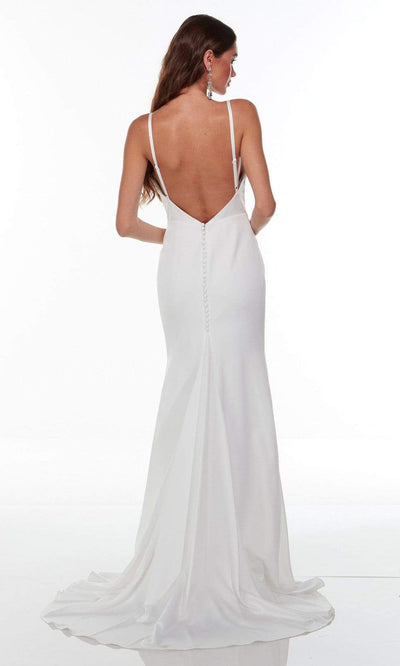 Alyce Paris - 7051 Minimalist Open Back Cowl Bridal Dress In White