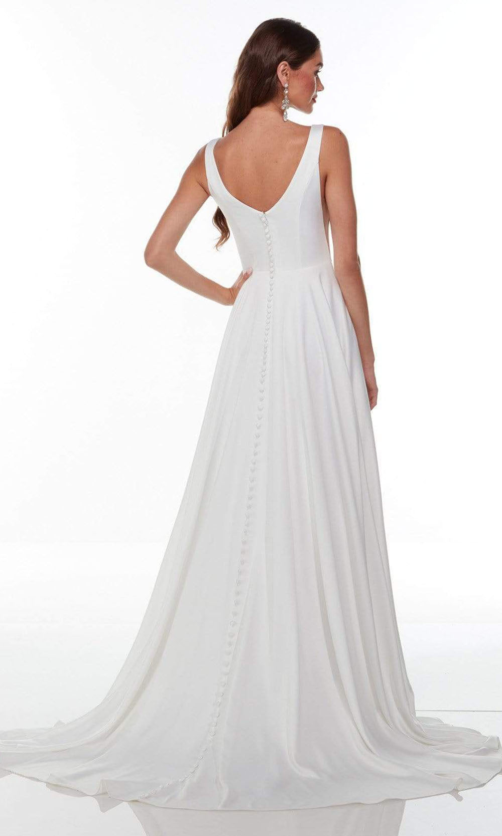 Alyce Paris - 7053 Sleeveless Bateau Plain Bridal Gown In White