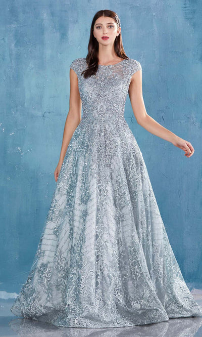 Andrea and Leo - A0820 Exquisite Detailed A-Line Gown In Blue