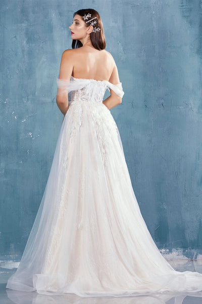 Andrea and Leo - A0822 Off Shoulder Corset Lace Gown In White