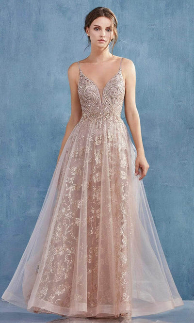 Andrea and Leo - A0882 Rococo Motif Tulle Dress In Pink