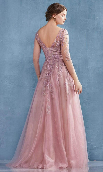 Andrea and Leo - A0988 Quarter Sleeve Blossom Ornate Dress In Pink