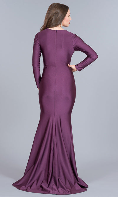 Atria - 5919H Long Sleeve Draped Gown In Purple