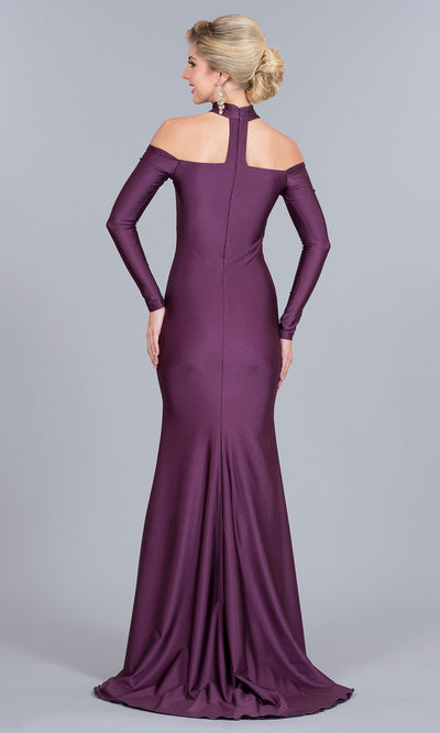 Atria - 5948H Long Sleeve Choker Style Gown In Purple