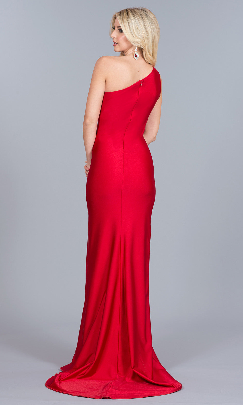 Atria - 6003H One Shoulder Cutout Gown In Red