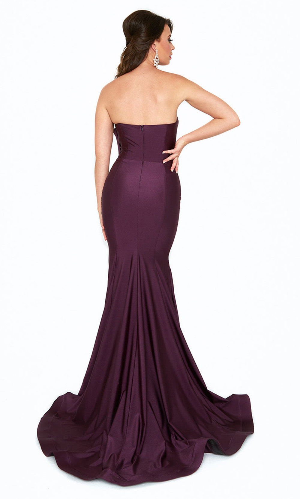 Atria - 6526h Detailed Formal Strapless Trumpet Gown In Purple and Black