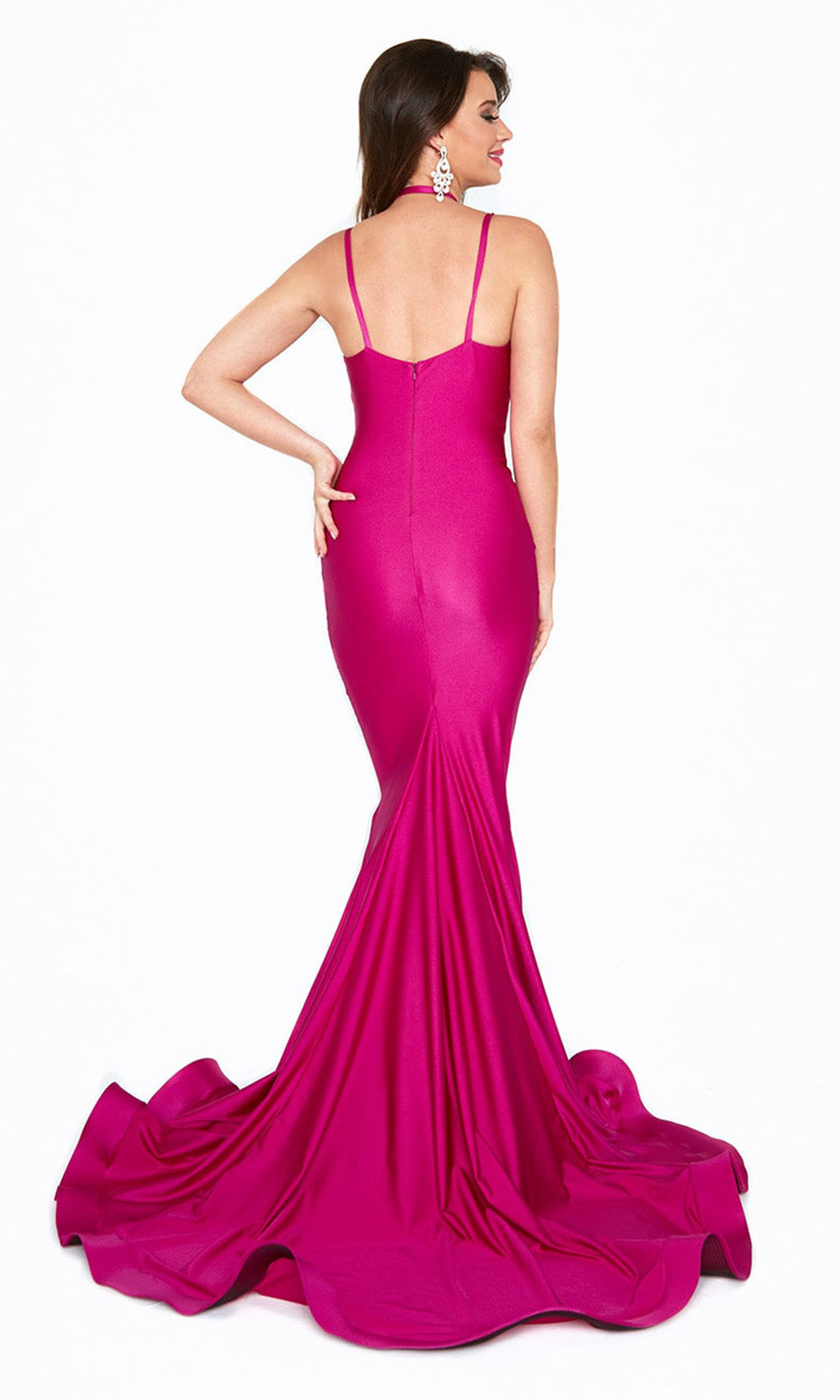 Atria - 6532H Strappy Front Fitted Mermaid Gown In Pink