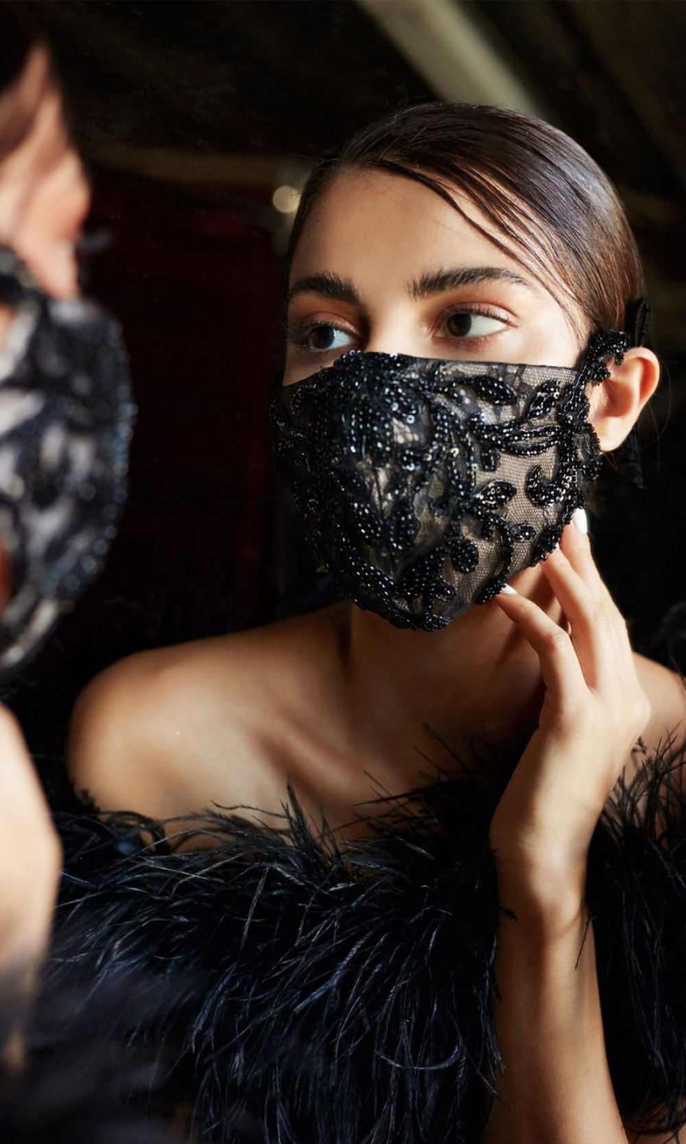 Black Sequin Beaded Party Masks