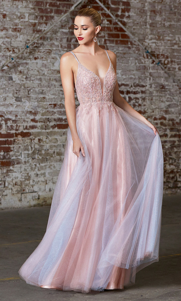 Cinderella Divine CD0164 Blush Pink Evening Dress, Tulle  Skirt, Engagement
