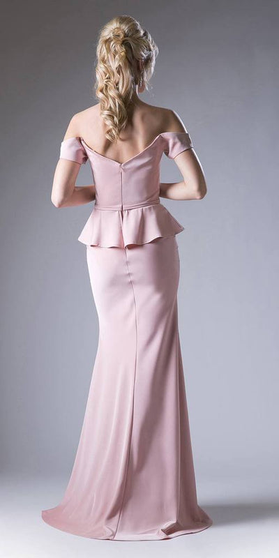 Cinderella Divine - CF134 Sweetheart Peplum Trumpet Gown In Pink and White