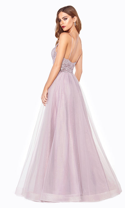Cinderella Divine CD899 mauve v neck sequin lace beaded dress wlow back &straps. Perfect pink tulle dress for prom, wedding reception or engagement dress, indowestern gown, sweet 16, debut, quinceanera, formal party dress. Plus sizes avail-b